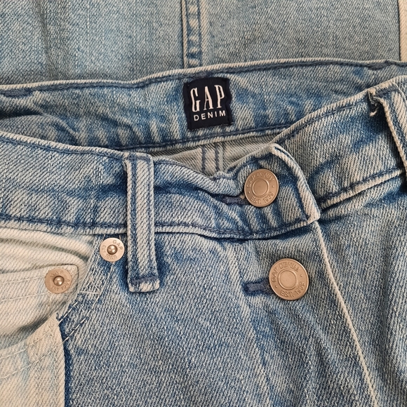 GAP Denim Mixed Denim Patchwork Jean Dkirt Fitted Button Front Sz 25 - Picture 2 of 12